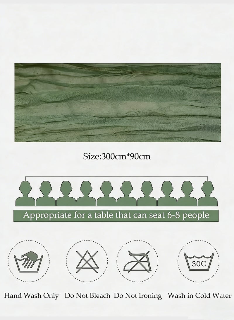 هيلو هاي مفرش طاولة أنيق من القماش القطني على طراز بوهو، ديكور طاولة زفاف ريفي من الشاش، مفرش طاولة شفاف شفاف للاستقبال والحفلات وديكورات حفلات الزفاف - أخضر - Image 3